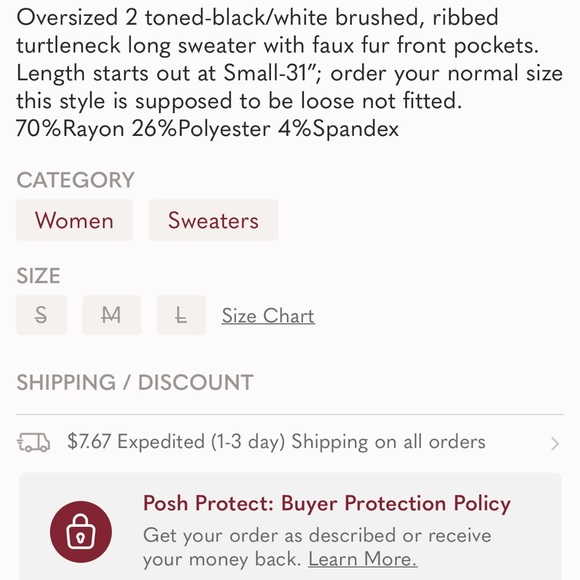 New NWT 143 Story Black & gray heathered ribbed turtleneck long sweater tunic M - Picture 10 of 10